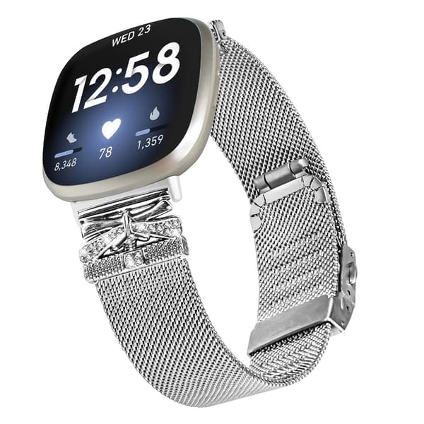 Klokkerem i rustfritt stål for Fitbit Versa 3/4/Sense 2, sølv