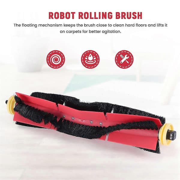 Let Rengørings Hovedbørste til Roborock S6 MaxV, S6, S6 Pure, E4, S4 Max, S4, S5 Max, S5, E35, E2 Robotstøvsuger Orange & Black