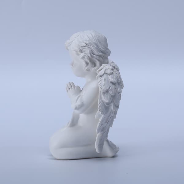 Beende engelstatue i harpiks, skrivebordsdekorasjon, hagefigur, 11x9x14.5cm