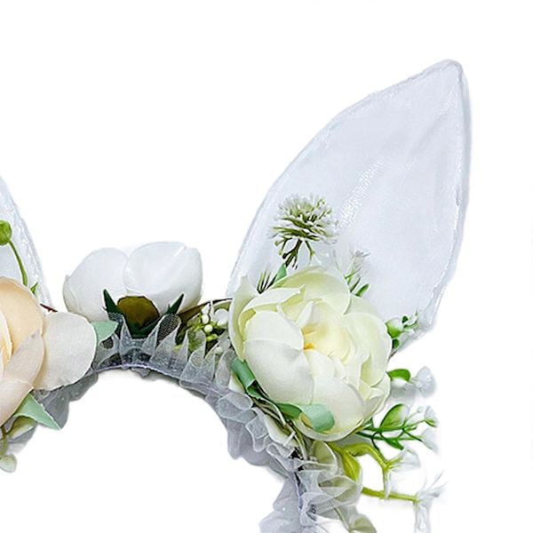 Påskehareører Hodebånd Hodeplagg for Kvinner Jenter Blomsterhårbånd Hår White