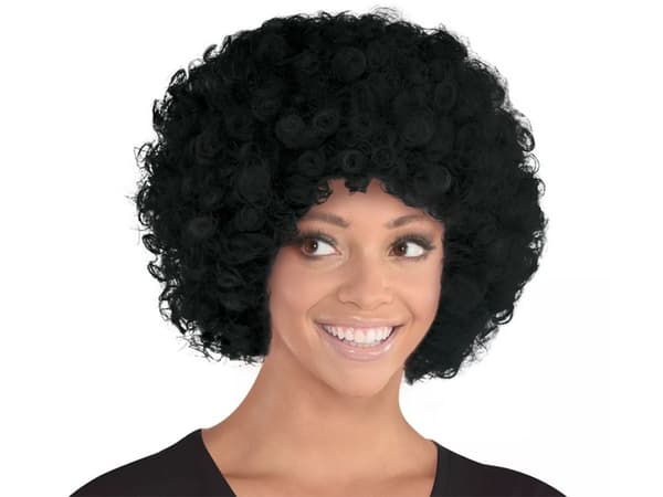 Krusset Disco Paryk, Sort, One Size, til Fest Karneval Tema Kostume