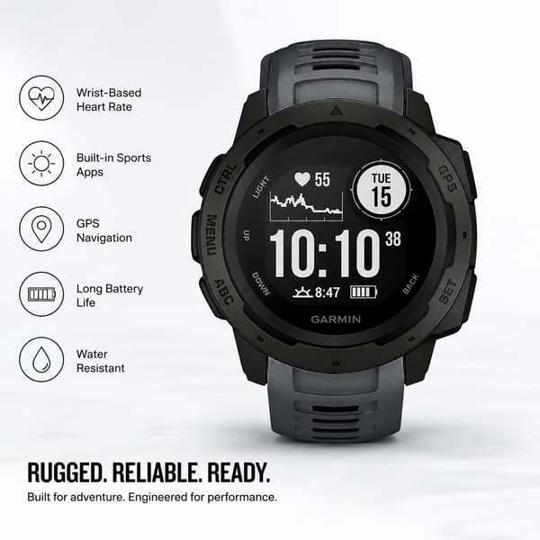 Silikoneurrem til Garmin Instinct/Esports/Tide/Solar, 22mm, Grå Grey