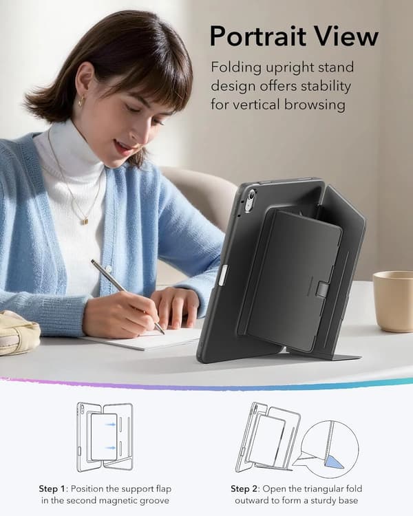 Vertikalt stativfodral för iPad 10:e/11:e generationen 11\" A16 (2025/2022) - Svart
