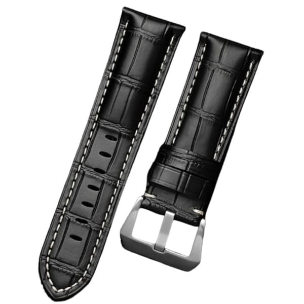Erstatningsurrem til Panerai Luminor, sort, 24 mm, læder