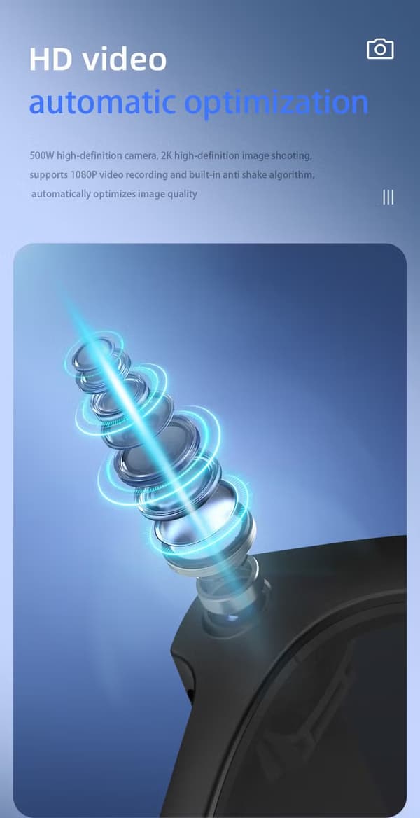 AI smarte briller med kamera, Bluetooth 5.4, taleanrop, vekking, magnetisk lading