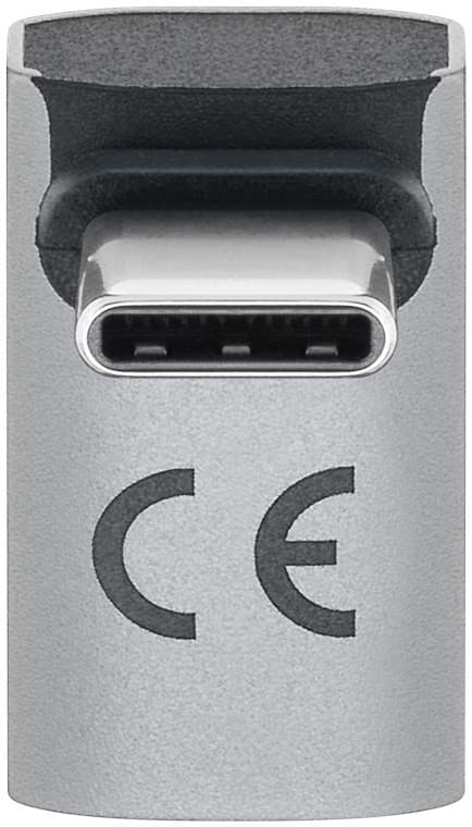 USB-C Adapter 90 Grader, USB4, Sølv, 40 Gbps, 240W, Ret Vinkel, L-formet