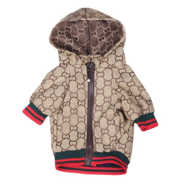 Hundjacka med dragkedja, khaki, dubbla lager polyester, vardagsplagg för alla årstider