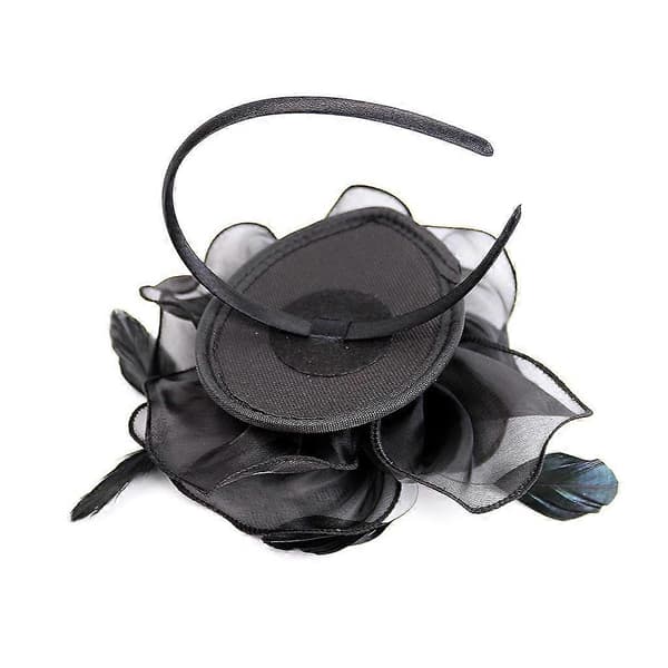 Bryllupsfascinator Hatt Dame Fjær Blomst Hårbånd Kirkete Selskap Hodeplagg C