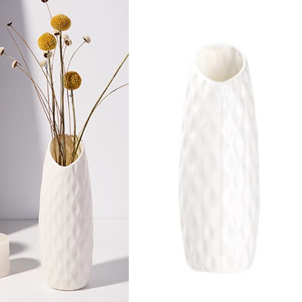 Nordisk C-formad blomvas, vit, simulerad dekoration för vardagsrum och matsal
