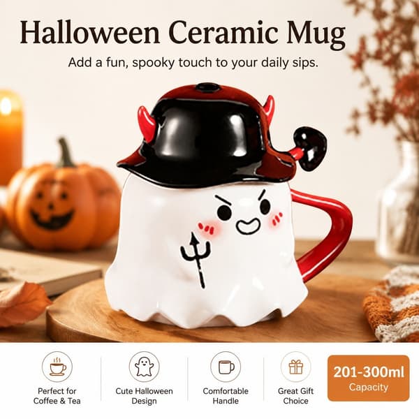 Halloween kaffemugg, keramikmugg, 201-300ml, alternativ A