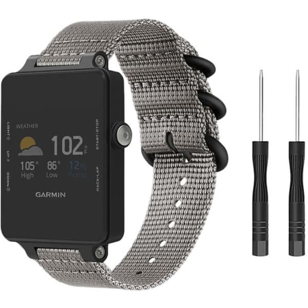 Nylon urrem til Garmin Vivoactive, acetatgrå, dobbelt D-spænde, lærredsrem Grey