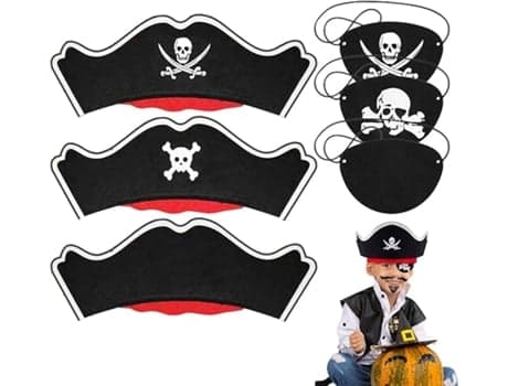 Beijiyi Børne Piratkostumer med Øjeklap og Hat - Sort (m)