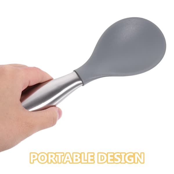 Risske, grå, rustfrit stål silikone langt håndtag ergonomisk køkkenredskab