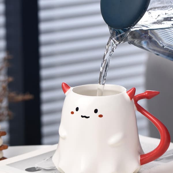 Spooky Ghost Keramisk Mugg, 500ml Halloween Kaffekopp med Handtag
