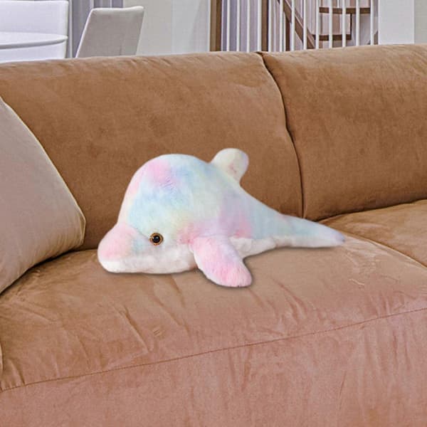 Lysande Plyschleksak Docka Kudde Delfin Docka Heminredning Söt Sovande light up rainbow