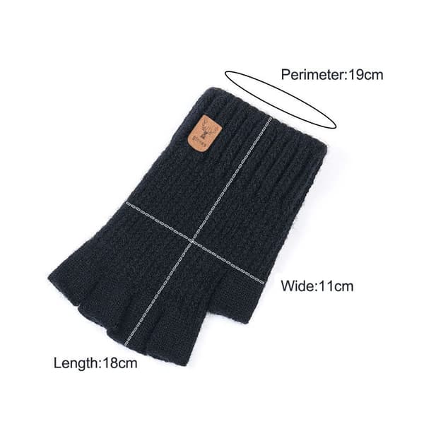 Fingerløse handsker, mørkegrå, touchscreen, strikket, halvfinger, unisex