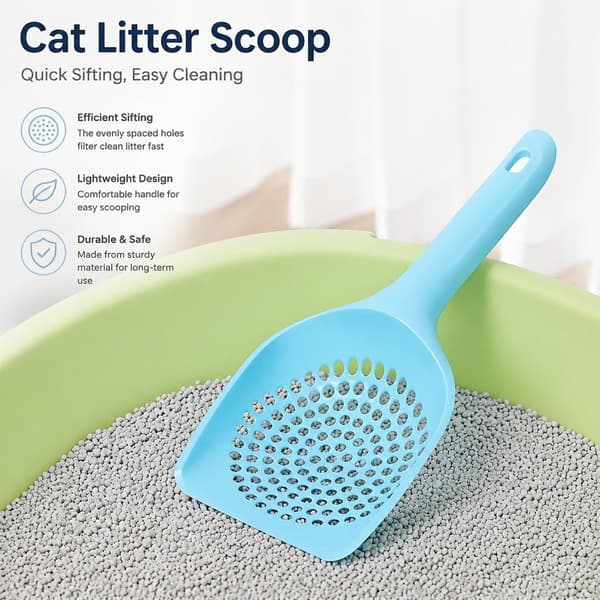 Stor kattsandsskopa, kraftig plastspade för kattsand, hållbar