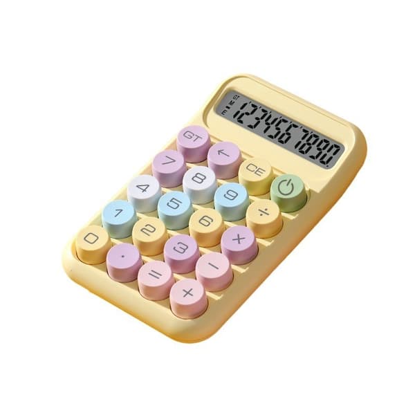Skrivebordskalkulator, søtt design, 10-sifret display, ABS, for kontor, studenter, regnskapsførere