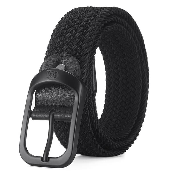 Elastisk vevd belte, svart, 105 cm, lerret og legering, justerbart, uformelt herrebelte