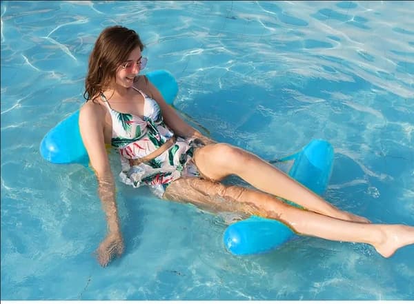 Oppustelig Vandhængekøje Pool Float, PVC Lounger til Voksne, Bærbar Sammenfoldelig