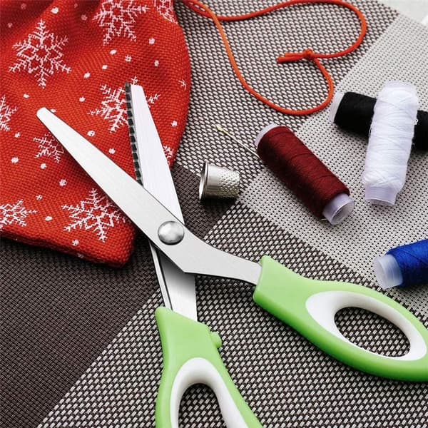 Sicksackssax 9.5\", Sicksackssax för tyg, dekorativ kant, rostfritt stål, ergonomiskt grepp