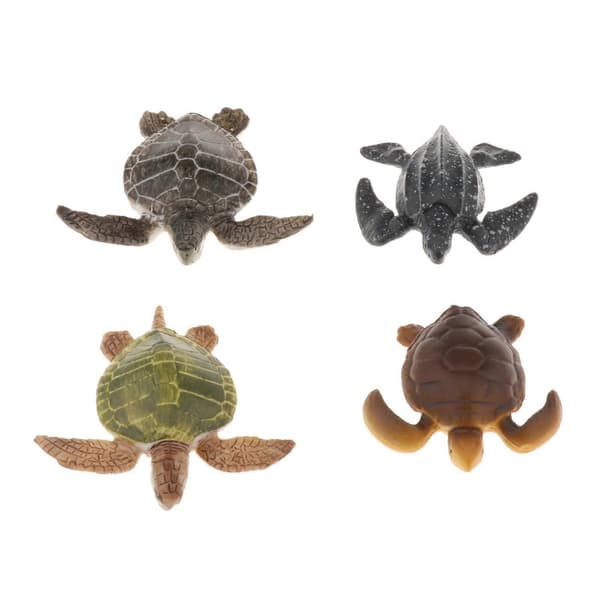 4 stk. Havdyr Skildpadder Figurer Skabninger Badelegetøj til Børn Jungleindretning