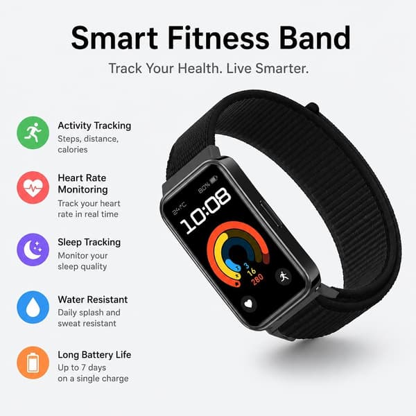 Nylon Urrem til Huawei Band 9/8, Justerbar, Sort