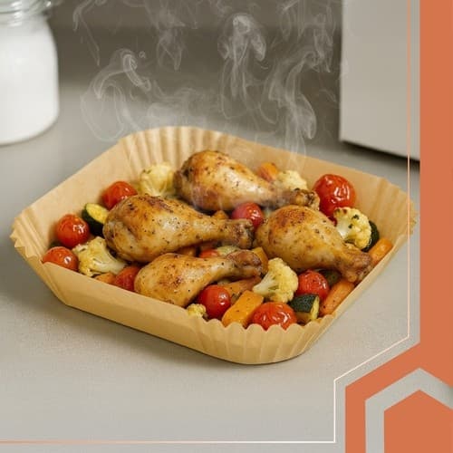 Airfryer-pappersformar 16 cm, 100-pack, non-stick silikonbelagda, engångs, oljebeständiga