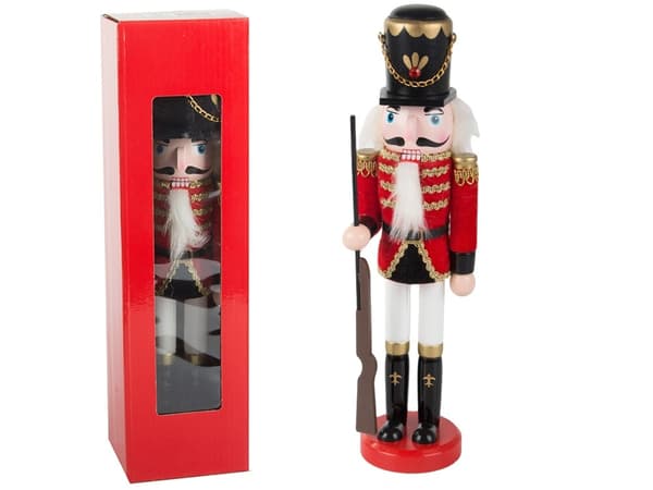 Nøddeknækker Soldat Julepynt i Træ, 35 cm, Håndmalet, Feriefigur