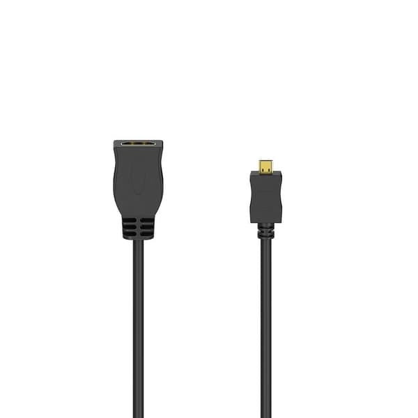 HDMI-sovitin, tyyppi D uros - tyyppi A naaras, Micro HDMI - standardi, kullattu, musta