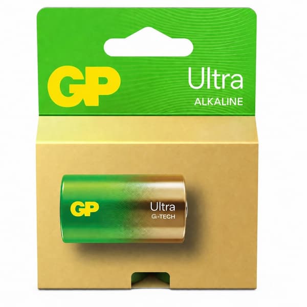 GP Ultra Alkaline D LR20 Batterier, 2-pak, Langvarig Strøm
