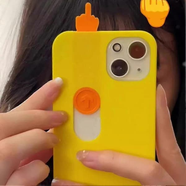 Skyvbart fingertelefondeksel til 15 Yellow For Iphone15