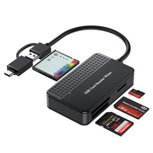 Multifunktionel kortlæser, USB-C, SD/TF/Micro hukommelseskortadapter, høj hastighed
