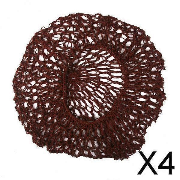 Elegant Brun Hæklet Hårnet til Kvinder 4 Pcs