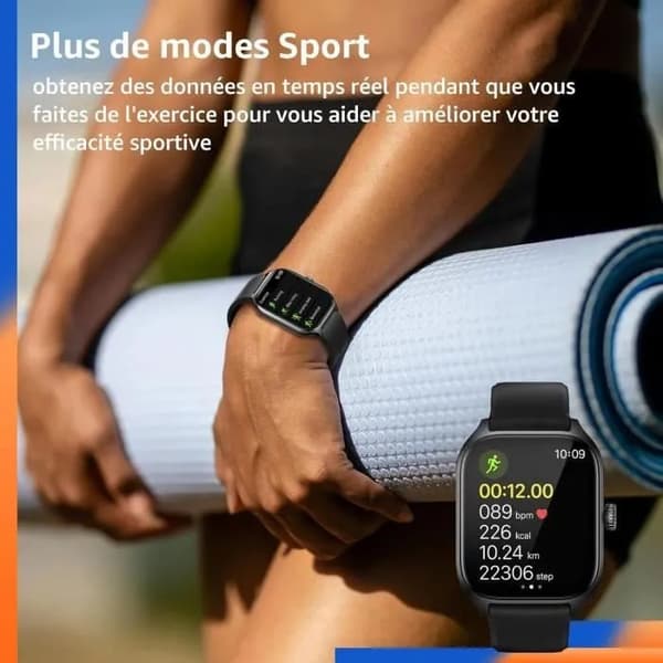 2,01\" Fuld Touch Smartwatch til Mænd og Kvinder, Bluetooth, Besvar-Ring, Notifikationer, Metalkabinet
