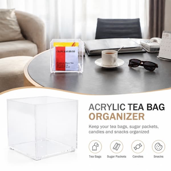 Akryl tepose-organizer, gennemsigtig, 1 stk., opbevaringsboks til kaffe og te til køkken, hotel