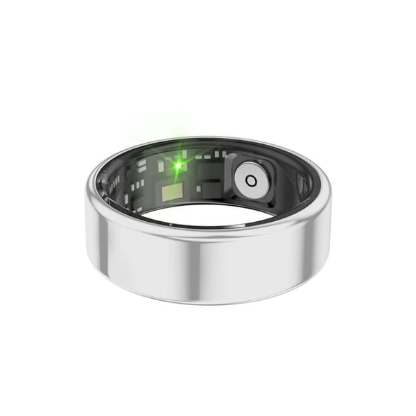 Smart Ring, Sølv, Størrelse 10, 30-dagers batteri, IP68 vanntett, Pulsmåler & SpO2 & Søvnsporing