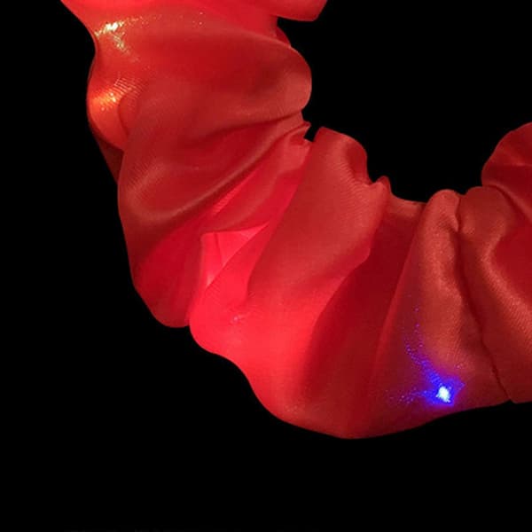 LED Lys Hår Elastikker satin og Hårbånd Hårringe Lysende Hestehale Red