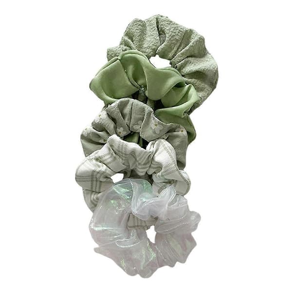 Store Hårelastikker Elastiske Hårbånd Hestehaleholder Slips Tilbehør til 5PCS Green