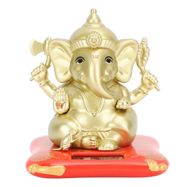 Solar Bobble Head Legetøj, Guld Elefant Svingende Dansende Bilpynt
