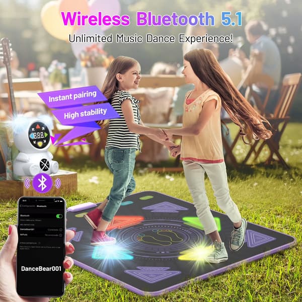 Dansemåttelegetøj til børn 3-12 år, trådløs Bluetooth lysende musikdanseplade, gaver til drenge og piger