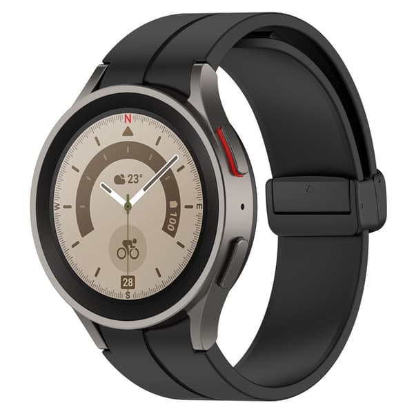 Silikone urrem til Samsung Galaxy Watch 5/4, 20mm, Sort, Blød erstatningsrem