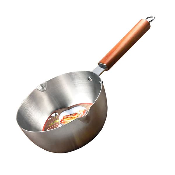 Mælkekedel i rustfrit stål, 22 cm, træhåndtag, non-stick, smeltegryde