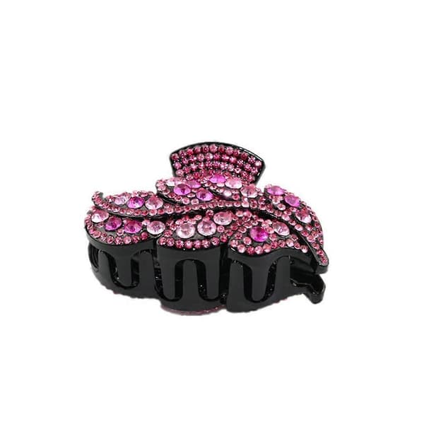 Formet Hårklype med Rhinestone Akryl Rose Red1