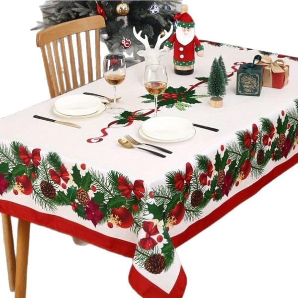 Julduk vattentät polyester rektangulär röd dekorativ högtid 150x210cm-2