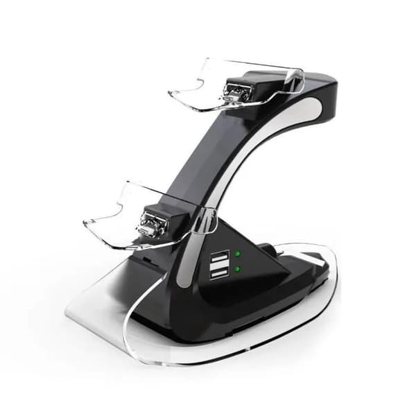 PS4 Dobbelt Controller Opladningsstation, Dobbelt USB Oplader, Sort, Kompatibel med PS4