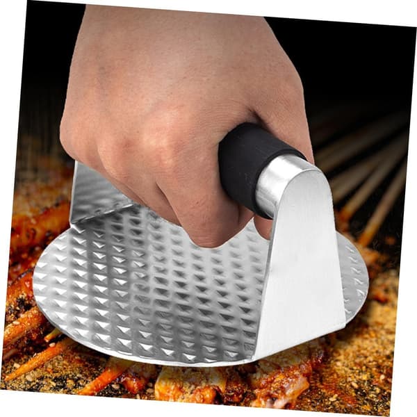 Hamburgerpress i rostfritt stål med spatel, biffmakare för kök och grill