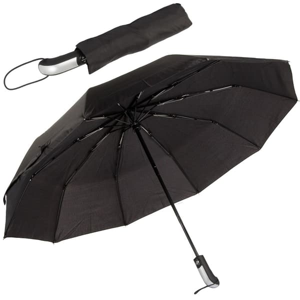 Automatisk folde paraply, stor XL, unisex, vindtæt, sort