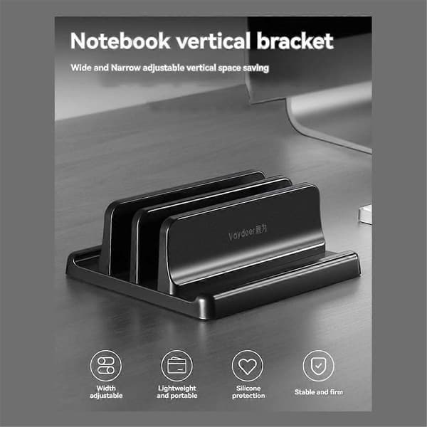 Justerbar Vertikal Laptopstativholder Vertikal Brakettmontering - Plassbesparende Organizer White