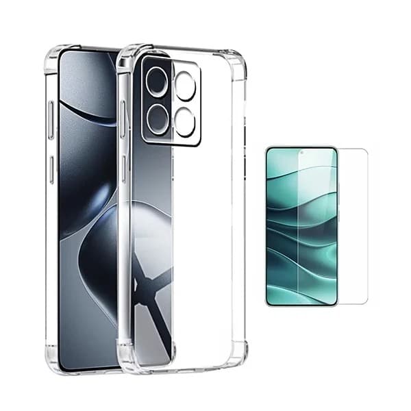 Super Protection Case Kit with Tempered Glass Screen Protector for Xiaomi 15T 5G, Transparent